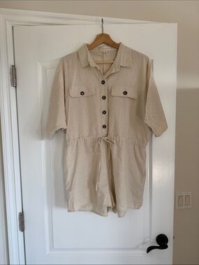 VICI Beige Short-Sleeve Utility Romper
